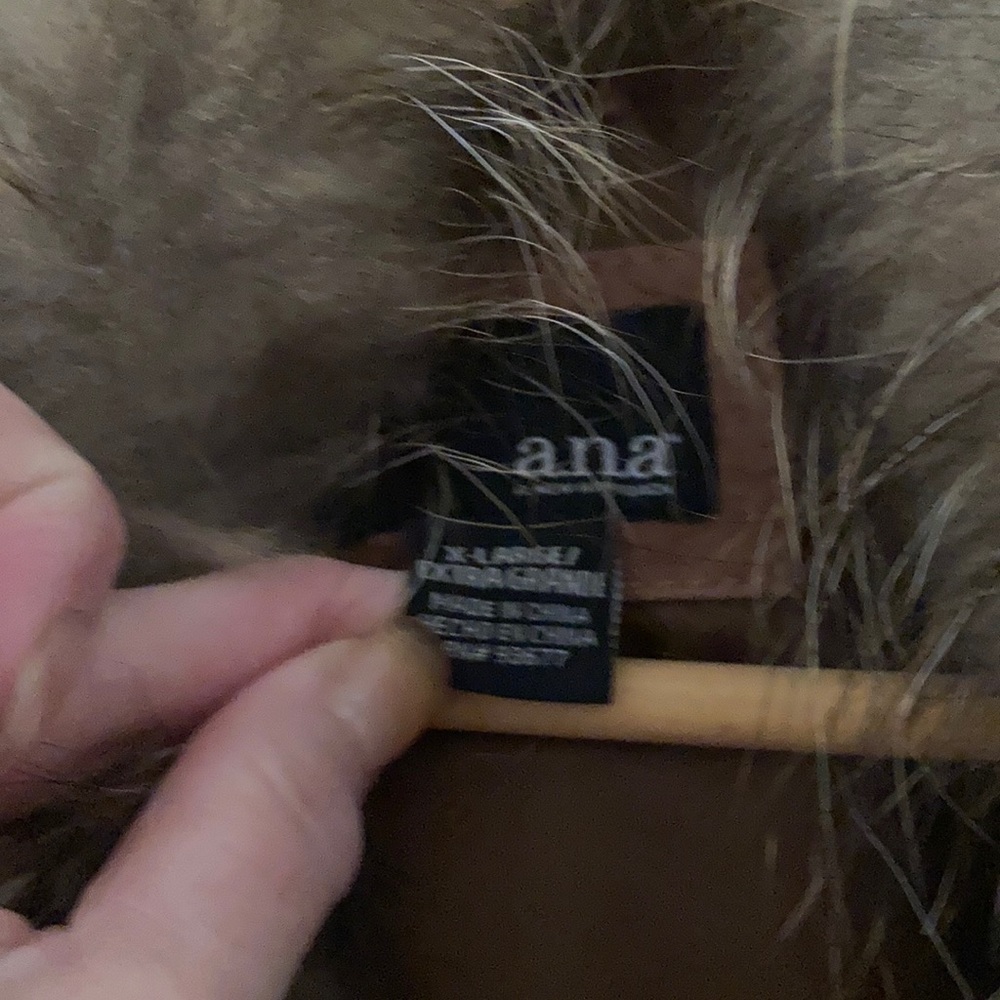 Ana tan leather jacket with real fur trim